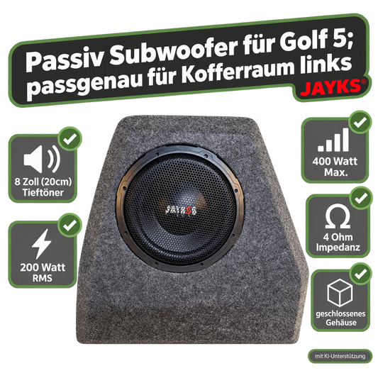 SUB G5• Auto-Subwoofer 200 Watt RMS - passgenau für Kofferraum im Golf 5